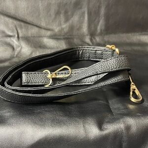 Black faux Leather Strap with Gold Hardware